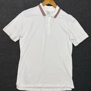 Burberry White Polo with Red and Black Accents, Men’s Medium